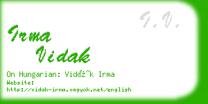 irma vidak business card